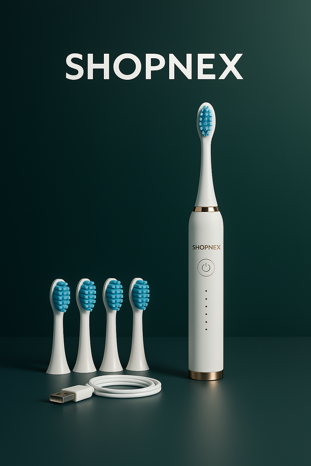 Shopnex Pulse™ – Brosse à dents électrique Sonic 6600/min | 5 modes | Recharge USB | Timer 2 min