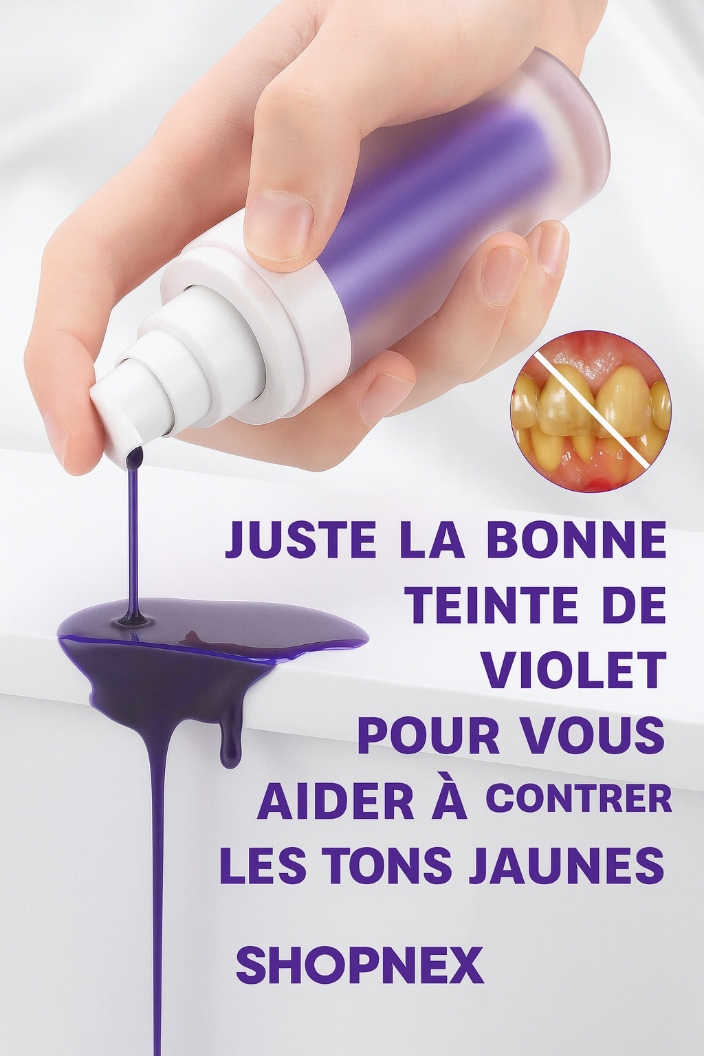 ShopNex - Dentifrice Violet Anti-Jaunissement | Blanchiment Immédiat.