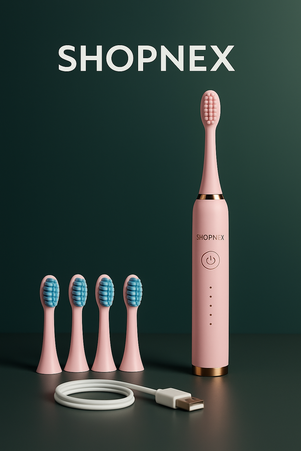 Shopnex Pulse™ – Brosse à dents électrique Sonic 6600/min | 5 modes | Recharge USB | Timer 2 min