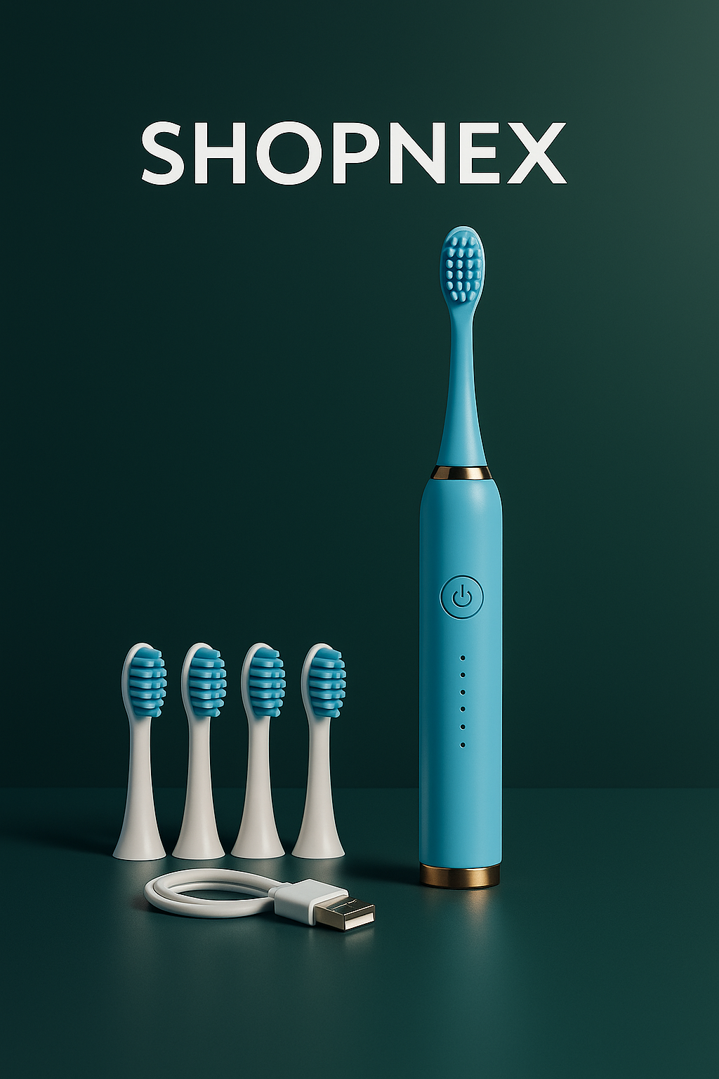 Shopnex Pulse™ – Brosse à dents électrique Sonic 6600/min | 5 modes | Recharge USB | Timer 2 min