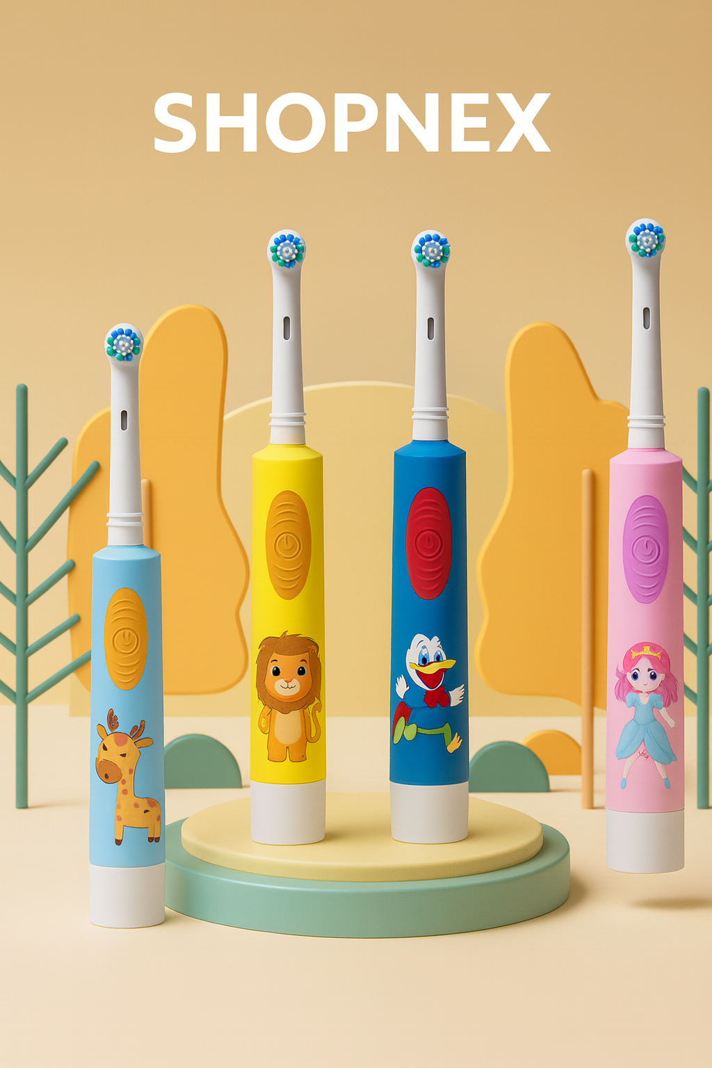 Shopnex Mini – Brosse à dents électrique pour enfants (LED)